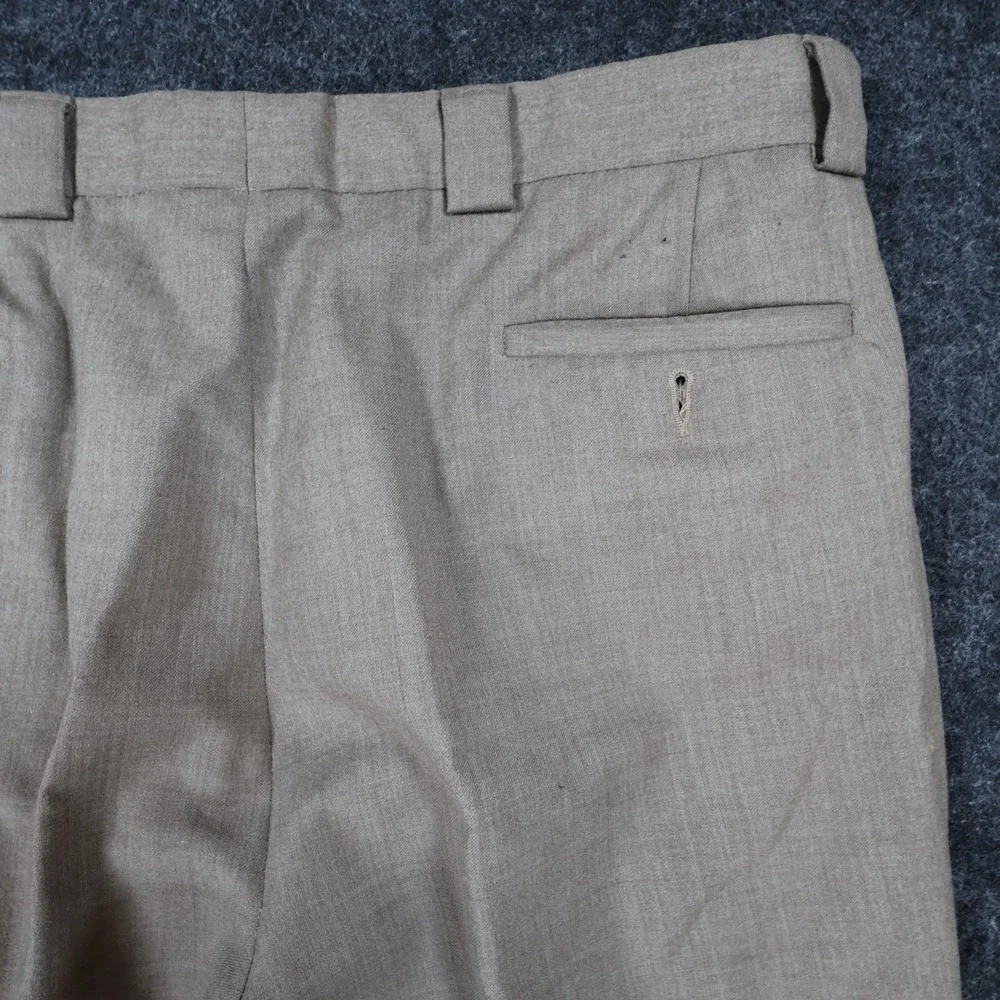 Tallia Uomo Dress Pants‎ Mens 34R Tan Wool Pleated Cuffed Slacks Trousers